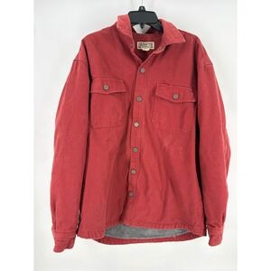 Duluth Trading Co. Mens L Red Cotton Blend Fleece Lined‎ Button Up Shirt